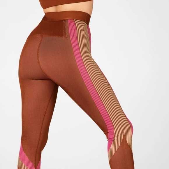 Fabletics Pants - Fabletics Ultra High Waisted Seamless Stripe Leggings